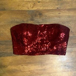 Red sequin crop top